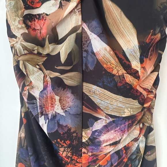 AllSaints Tia Tippi Dress NWT Tropical Floral Print Asymmetrical Midi sz 4 - Picture 9 of 10